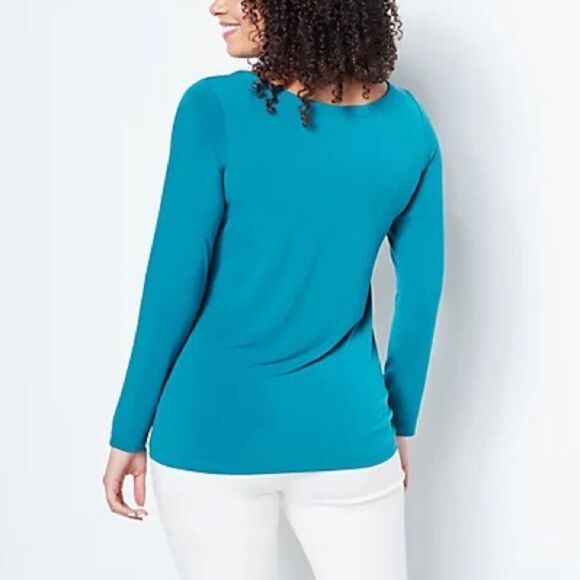 Susan Graver Modern Essentials Liquid Knit Ballet-Neck Top - Picture 2 of 5